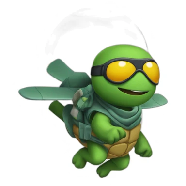 Tortue Ninja sur un avion sticker