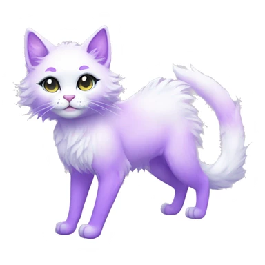Kawaii colorful bright lilac and white fantasy ethereal anthro feline fursona animal creature sticker