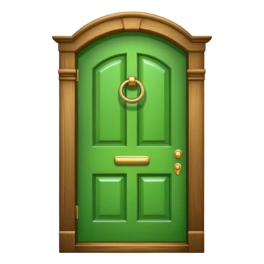 A simple green door emoji in the style of Apple emoji with a handle. sticker