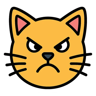 angry cat icon with color outline sticker