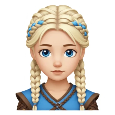 Viking platinum blonde girl with braid and blue eyes. sticker