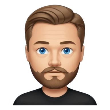 a good looking like leonardo di caprio blue eyes, beard, mustache, a black shirt sticker