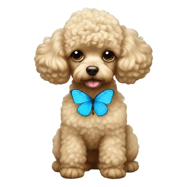 Blonde Toy poodle with blue butterfly  sticker