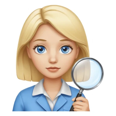 Blonde hair Woman with blue eyes holding a magnifying glass sticker