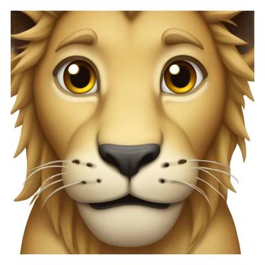 Cute young male lion holding back tears 🥹 showing hole body sticker