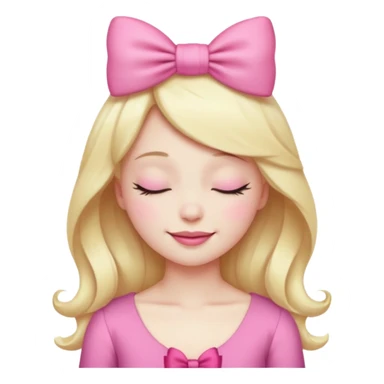 emoji coquette with a pink bow, closed eyes, confident smile, soft aesthetic



 sticker