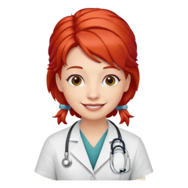 doctor with red hairclips on hair sticker