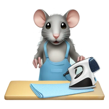 rat doing the ironing using an ironing board and clothes iron sticker