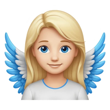 angel emoji blonde hair, blue eyes and smiling, larger wings with darker outline on them sticker