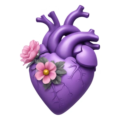 light purple anatomical heart with flower sticker