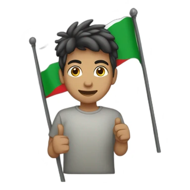 Garçon qui tient un drapeau de l’Algérie sticker