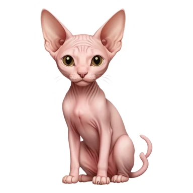 pink sphynx hairless cat full body sitting sticker