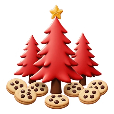 Christmas wallpaper with emoji trees cookies chilling all in red colour sticker