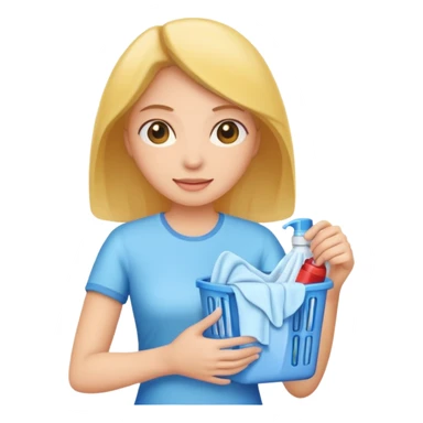 woman holding laundry detergent sticker