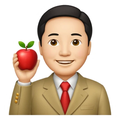 Mao Zedong emoji, smiling, wearing a Zhongshan suit, apple emoji style sticker