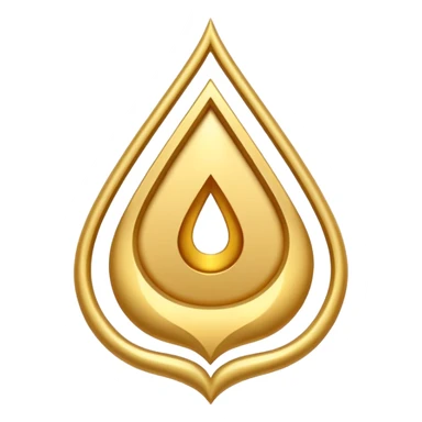 A simple golden tilak symbol with a central vertical drop shape and two curved lines on the sides forming a symmetric U-shape. sticker