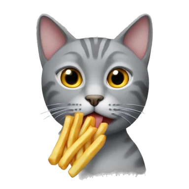 gray cat holding french fry sticker