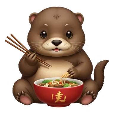 generate a super fat cute otter eating chinese food from a place called taverne de zhao sticker