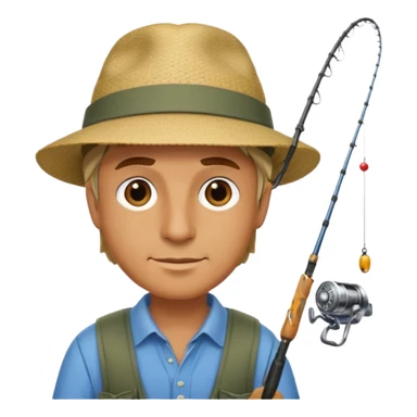 a man holding a fishing rod sticker