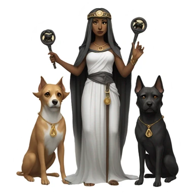 Hekate from Greek mythology with her two dogs sticker