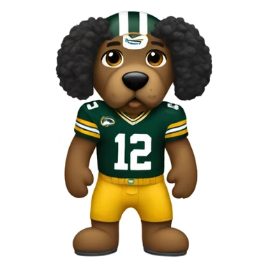 Black doodle wearing Green Bay packers jersey sticker