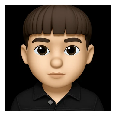 Change only the boy's outfit to a black denim jacket. Keep the boy's face, body shape, and all other features the same as the original image. Do not make the boy look fat. Maintain the original style and appearance of the boy except for the outfit change. sticker