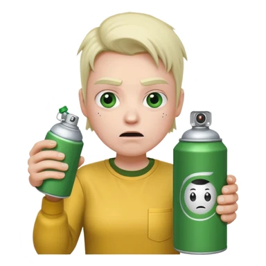 Gojo using a can of raid bug spray looking disgusted sticker