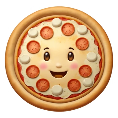 a whole pizza with a cheerful expression sticker