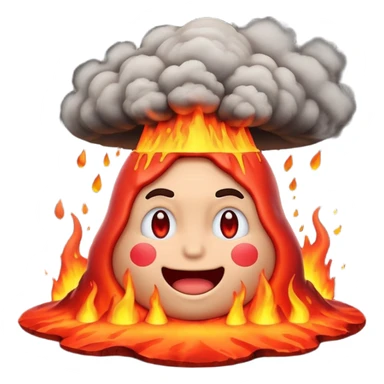 can i have an image of an red faced emoji with a small vocano th the top of its head erupting. i like the 4th image but no smiling sticker