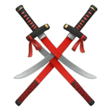 Crossed Japanese katanas with a red circle sticker