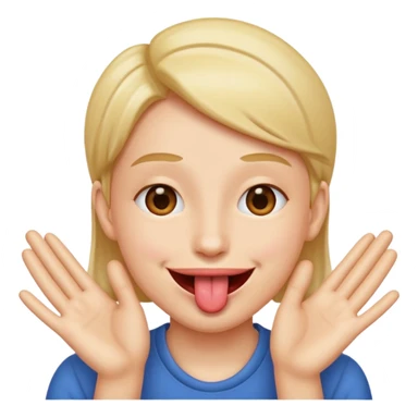 ￼ Tongue out with hands going to the side face sticker