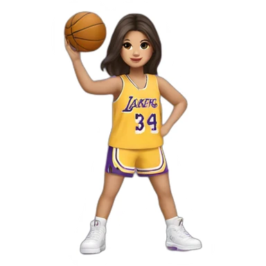 selena gomez with yellow lakers jersey sticker