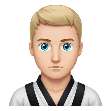 Karate kid black belt Caucasian blue eyes sticker