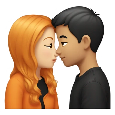 orange haired girl with shoulder lenght hair kissing boy with black short hair  sticker