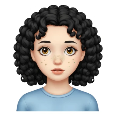 a girl with black curls with acne in her face sticker