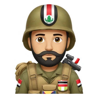 A very tired and sad, swarthy Iraqi soldier with a beard, an Iraqi flag on his helmet, a sad expression and bags under his eyes sticker