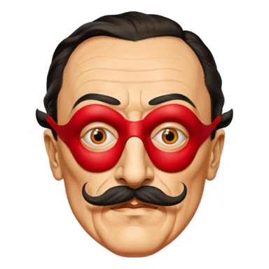 Faites-moi un masque de Salvador Dali d'une manière réaliste, la même série que La Casa de Bapel, et faites-le paraître comme s'il portait du rouge sticker