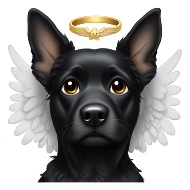 Black dog and white with halo and angel wings sticker