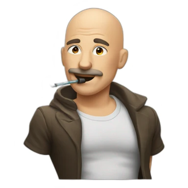 bald guy smokes a hookah  sticker
