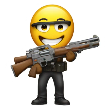Happy face emoji holding toy gun sticker