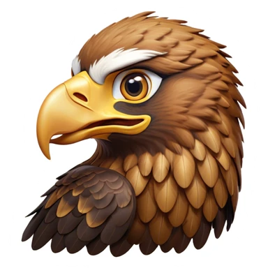 Cinematic Comical Golden Eagle Portrait Emoji, Head tilted dramatically with an exaggeratedly shocked expression, featuring a striking, broad-beaked form with wide, comically expressive eyes full of playful disbelief and richly textured golden feathers, Simplified yet hilariously expressive features, highly detailed, glowing with a slightly sassy amber glow, high shine, dramatic yet playful, stylized with an air of cheeky aerial mischief, soft glowing outline, capturing the essence of a meme-worthy golden eagle that looks ready to side-eye its way into viral fame! sticker