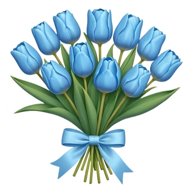sky blue tulip bouquet with bow sticker