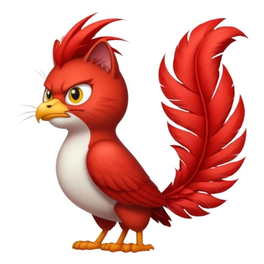bird angry red with cat tail sticker