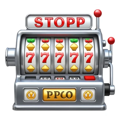 Slot machine, classic, 5 reels, the stop symbols are P-R-O-P-O sticker