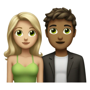 Tan brunette girl with green eyes kissing dirty blonde boy sticker