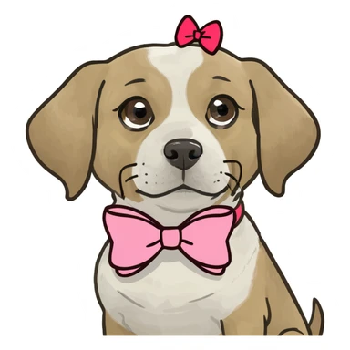 Dog with bow sticker
