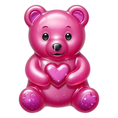 transparent pink gummy bear heart glitters pink sticker