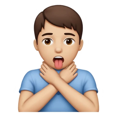 criss cross hands around throat choking self emoji tongue out sticker