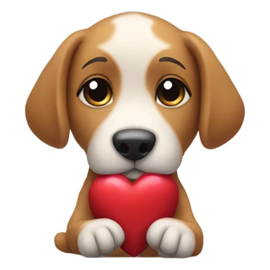 dog hugs toy heart sticker