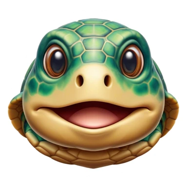 Cinematic Realistic Comical Sea Turtle Portrait Emoji, Head tilted dramatically with an exaggeratedly amused expression, featuring a robust, intricately patterned shell and wide, expressive eyes filled with playful disbelief, rendered with vibrant, lifelike detail and natural coastal light; high shine, dramatic yet playful, styled with an air of cheeky marine mischief, soft glowing outline, capturing the essence of a spirited and over‐the‐top sea turtle that looks ready to bob its way into viral fame! sticker